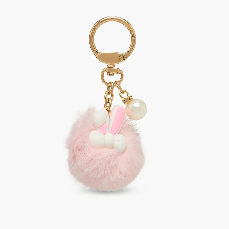 LIFESTYLE Pink Bunny Pom-Pom Keyring for Girls